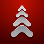 Abstract white christmas tree on red background