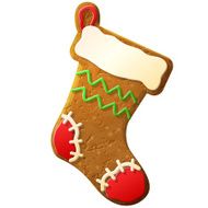 Gingerbread christmas stocking decorated colored icing