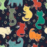 Colourful cats seamless