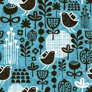 Seamless pattern with birds and flowers N22