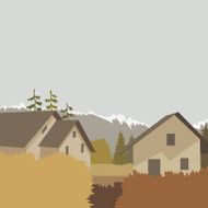 Mountain village background vector illustration N9