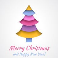Colorful Merry Christmas greeting card with tree Vector N2