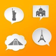Speech bubbles with landmarks signs