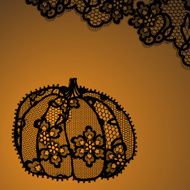 Lacy pumpkin Halloween greeting card or banner N2