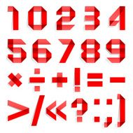 Font folded from colored paper - Arabic numerals red
