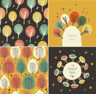 Set of autumn seamless banners with leaves and flowers