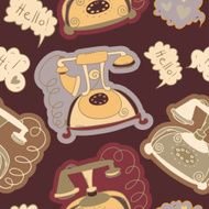 Vintage seamless pattern with retro telephones and the text