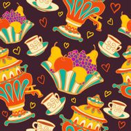 Seamless pattern tea party