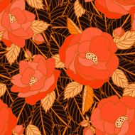 Summer seamless pattern with orange roses