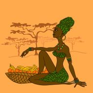 African girl with fruit basket N2