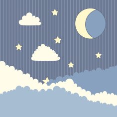 Sky with clouds moon and stars