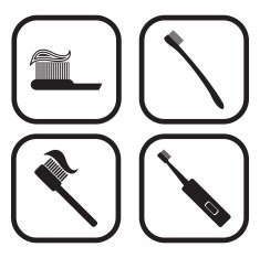 Toothbrush icon - four variations