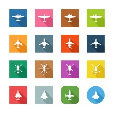 Flat Icons - Airplanes & Helicopters