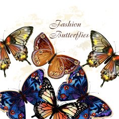 Fashion vector pattern with butterflies N4