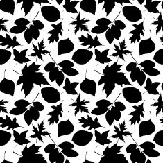 Vector autumn background with decorative black leaves silhouettes