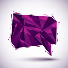 Violet speech bubble geometric icon made in 3d modern style N2