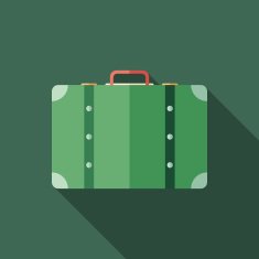 Retro suitcase flat square icon with long shadows N2