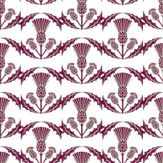 Scottish Thistle Wavy Repeating Pattern Maroon