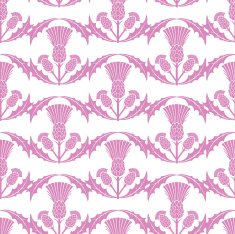 Scottish Thistle Wavy Repeating Pattern Pink