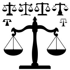 Balancing scales in vector silhouette