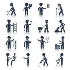 Construction worker icons black N2