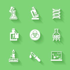 Set of white chemistry icons N2