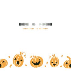 Smiling Halloween pumpkins horizontal border seamless pattern background