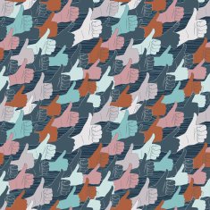 Thumbs up Drawn by hands seamless pattern Flat style N2