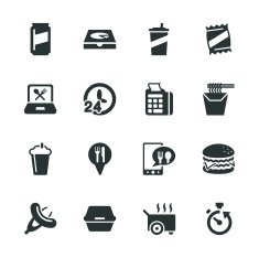 Take Out Food Silhouette Icons N2