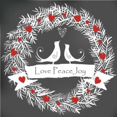 Christmas lovely birds chalk drawing on blackboard N2