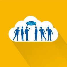 Flat Design Cloud Icon With Businessmen Talking Eavesdropping
