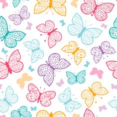 Floral butterflies vector seamless pattern background