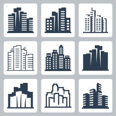 Cityscape vector icons set