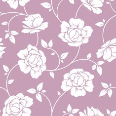 Seamless white floral pattern on purple Vector illustration