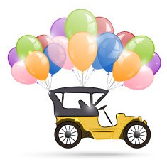 Old car and a bunch of balloons N2