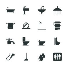 Bath and Bathroom Silhouette Icons N2