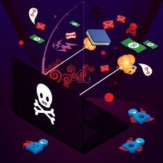 Evil laptop with skull