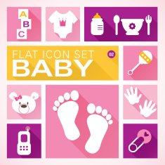 Flat icons 2 Baby Girl