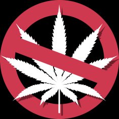 Cannabis leaf is depicted on the prohibitory Stop Vector