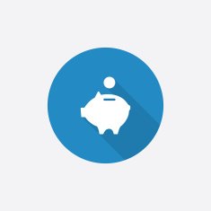 moneybox piggy Flat Blue Simple Icon with long shadow