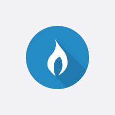 fire Flat Blue Simple Icon with long shadow N2