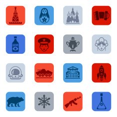 Colorful Russian Icon Set