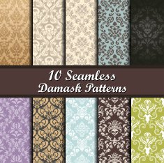 Set of Damask Seamless Patterns