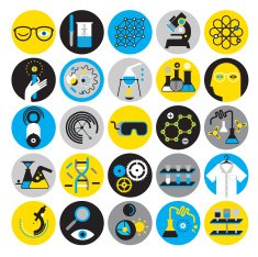 Set of icons with chemistry and science symbols