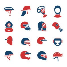 Set color icons of helmets and masks
