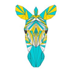 Abstract zebra isolated on white background Polygonal triangle geometric illustration N2
