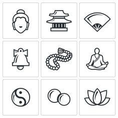 Buddhism icons set Vector Illustration N3