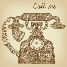 Background with vintage retro telephone isolated