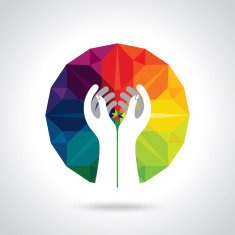 human hand with colorful background N3