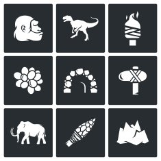 Stone Age and Dawn of the Dinosaurs icons Vector Illustration N2